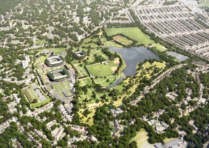 Vista aerea del Masterplan Wimbledon Park Project