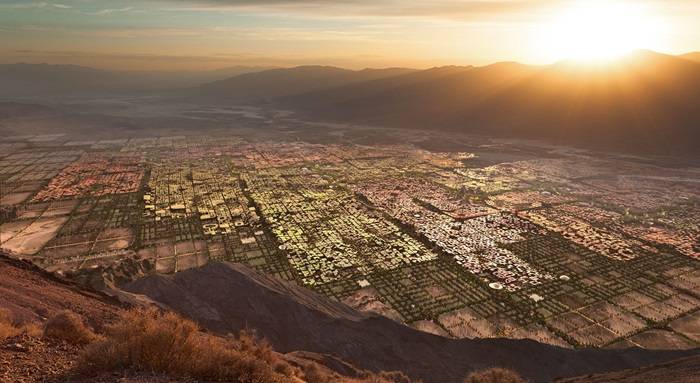 Vista aerea di Telosa, città per 5 milioni di persone nel deserto.