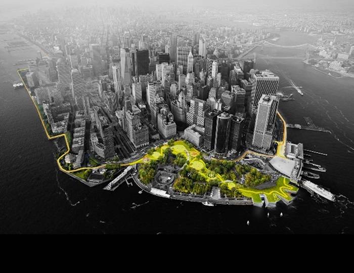 Il progetto BIG U di Bjarke Ingels Group (e altri) per la resilienza del waterfront di Lower Manhattan.