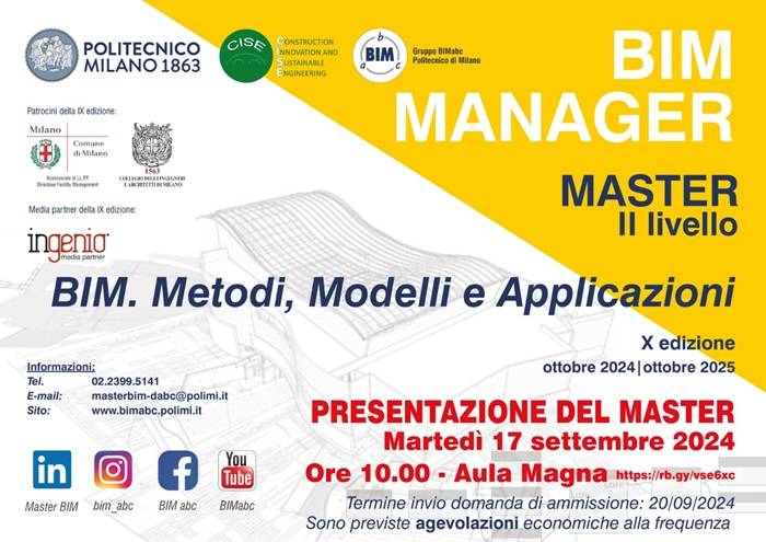 MASTER BIM. METODI, MODELLI E APPLICAZIONI - X edizione