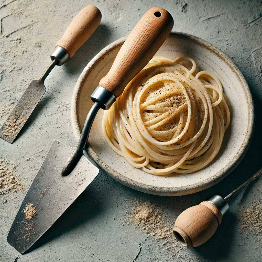 calcestruzzo e tonnarelli cacio e pepe