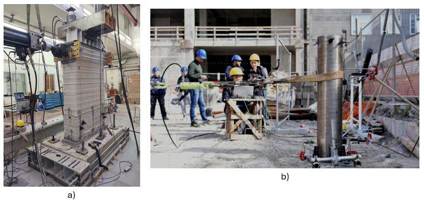 Figura 2: Fasi sperimentali condotte in collaborazione con il Dipartimento di Strutture per l’Ingegneria e l’Architettura dell’Università degli Studi di Napoli Federico II