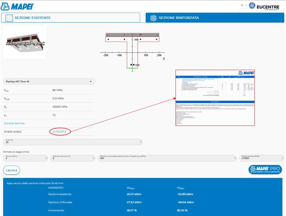Interfaccia di Mapei Structural Design