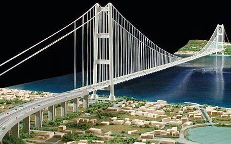 Un rendering di come dovrebbe essere il ponte sullo stretto di Messina