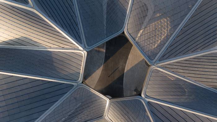 Civic Art Centre, tettoia in acciaio, Jinwan, Zhuhai, Zaha Hadid Architects.