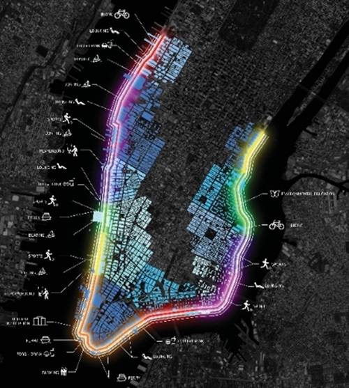 Il progetto BIG U di Bjarke Ingels Group (e altri) per la resilienza del waterfront di Lower Manhattan.