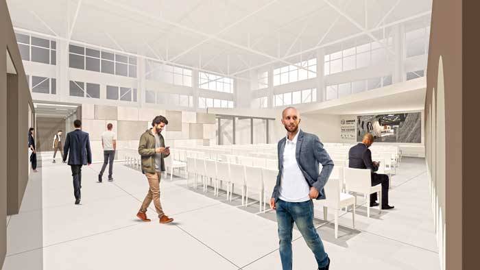 Auditorium di The Square a Cersaie 2024 - Progetto di Dario Curatolo