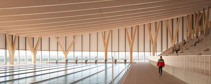 Nuovo Stadio del Nuoto Taranto, vista della piscina coperta.