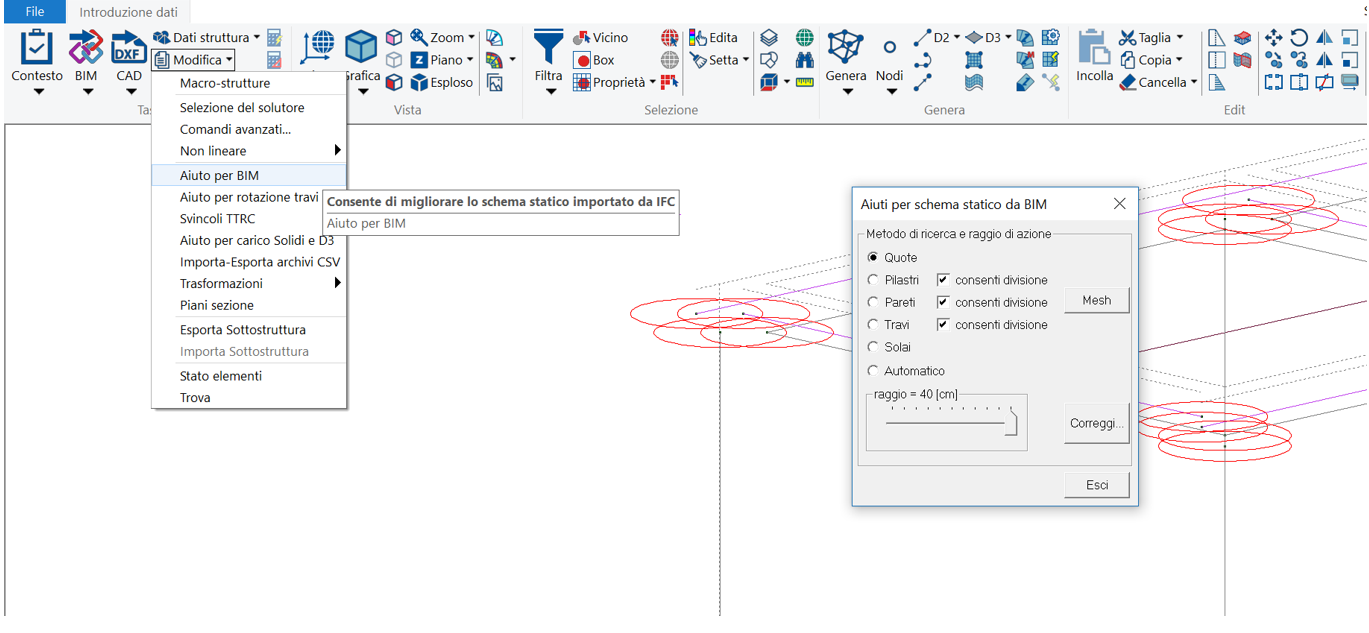 Applicazione del comando Aiuto per BIM