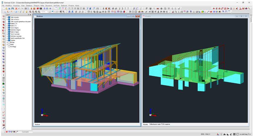 Definizione geometrica e modellazione FEM della struttura in Sismicad