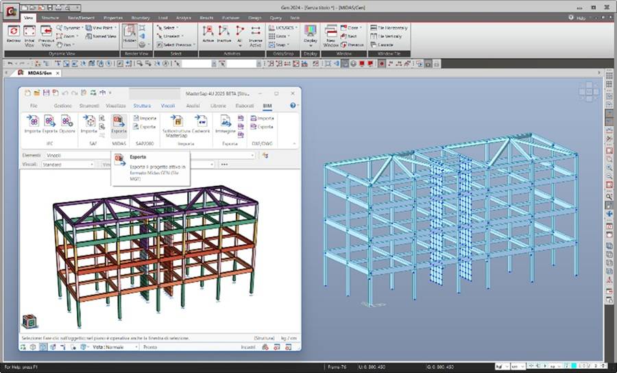 La nuova funzionalità di esportazione del modello strutturale per Midas Gen.