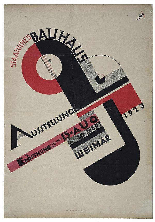 Manifesto per la mostra Bauhaus a Weimar nel 1923, design: Joost Schmidt.