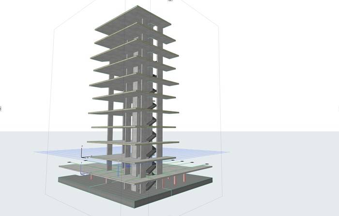 Modellazione con Archicad di una torre di 14 piani a Bologna per la realizzazione di 48 appartamenti, Studio Caroleo.