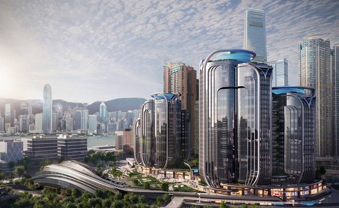 Il progetto XRL Development è situato sopra la stazione Hong Kong West Kowloon.
