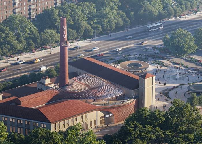 Vista aerea del Museo su Nikola Tesla, Zaha Hadid Architects.