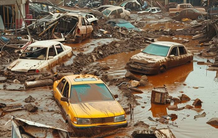 Immagini dell’alluvione che ha colpito alcuni centri abitati attorno a Valencia